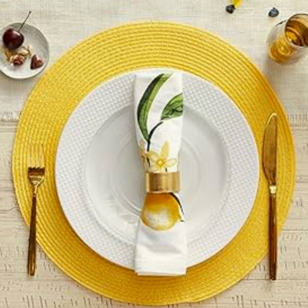 Tommy Bahama Placemats Set of 4 Round Woven Yellow